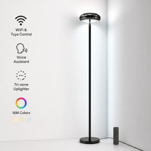 Lámpara <span class=keywords><strong>LED</strong></span> de Esquina Inteligente <span class=keywords><strong>RGBIC</strong></span>, Tri-zona, Control por WiFi, Control por Voz Tuya, Decoración Moderna y Minimalista para Hogar y Oficina - Product Image 1