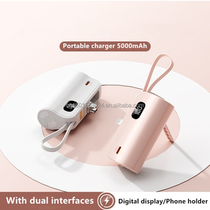 Ngân hàng điện 5000mAh với sạc kép giao diện điện thoại chủ <span class=keywords><strong>USB</strong></span> cắm dây buộc hiển thị kỹ thuật số Mini viên nang sạc - Product Image 5