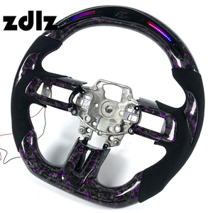 <span class=keywords><strong>Accessori</strong></span> Interni per <span class=keywords><strong>Ford</strong></span> Mustang Shelby GT 2018, Volante Personalizzato in Pelle Scamosciata con Display LED e Fibra di Carbonio Forgiata - Product Image 3