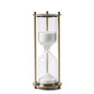 Sablier de luxe moderne en laiton et verre, avec cadre métallique, décoratif pour bureau et maison, 30 ou 60 minutes, personnalisable - Product Image 1