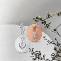Faux Piercing Acier Inoxydable Nombril Barre Plaqué Or Non Piercing Corps Bijoux Cristal Coeur Dangle Zircon Faux Nombril Anneau