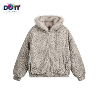 Blouson Bomber Homme DOIT à Capuche et Fermeture Éclair, Style Américain Streetwear Hiver 2025, Motif Cœur Imprimé par Décharge, en Velours, Taille XL pour Adolescent
