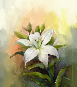 life still oil painting white lily hand printed oil canvas painting wall art for home decor