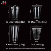 Vasos de Plástico para Jugo y Té al por Mayor, 12, 14, 16 oz, 420 ml, Vasos de Plástico PET Desechables de 89 mm con Tapa y Logotipo Personalizado