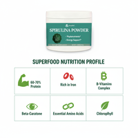 Poudre de Spiruline Naturelle Haute Pureté Protéines Complexe B Fer Bêta-Carotène Soutien Énergétique et d'Endurance OEM Vrac pour Complément Alimentaire