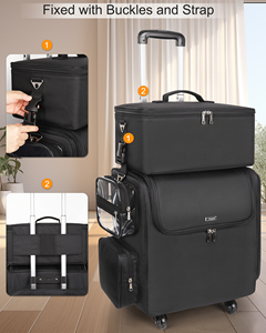 Bolsa <span class=keywords><strong>de</strong></span> Viaje para Estilistas Relavel con 5 Bolsas Pequeñas Transparentes, <span class=keywords><strong>Maleta</strong></span> <span class=keywords><strong>de</strong></span> <span class=keywords><strong>Maquillaje</strong></span> con Ruedas y Gran Capacidad - Product Image 3
