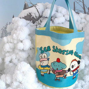 Bonito bolso de cubo de lona con grafiti, ilustración divertida de algodón abierto para niños, portátil para mamá, almacenamiento, trabajo, almuerzo, bolso de Estudiante - Product Image 3