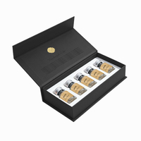 Boîtes d'emballage en carton noir de luxe avec gaufrage, logo personnalisé fait main, fermeture magnétique