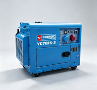Générateur diesel super silencieux 6,5 kW portable, 7,5 kW max, démarrage électrique, groupe électrogène diesel avec AVR, réservoir de carburant de 25 L, 230 V 400 V, refroidissement par air