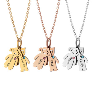 Poupées couple garçon-fille <span class=keywords><strong>les</strong></span> plus vendues transfrontalières avec collier clouté <span class=keywords><strong>de</strong></span> diamants et nom gravé pour décoration familiale. - Product Image 1