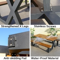 Table et chaises de jardin Cadre en aluminium imperméable Plastique Bois Top Park Picnic Table Bench Set