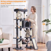 Arbre à chat multi-niveaux OEM avec niche, hamac, poteaux à gratter et perchoir en peluche pour chats d'intérieur