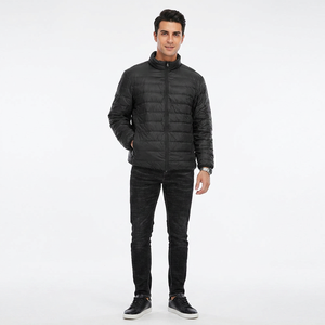 <b>Men's</b> Custom Logo Plus Size Waterproof Puffer <b>Jacket</b> Winter Casual Cotton Filled <b>Long</b> Sleeves Stand Collar Front OEM Service - Product Image 1