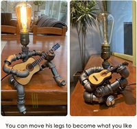 Lampe de bureau en métal de style rétro moderne, tube de guitare, lumière Edison E26, cadeaux sympas pour les passionnés de musique et d'art, lumière robotique industrielle steampunk