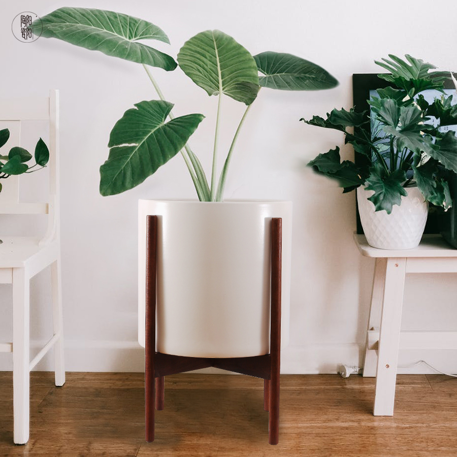 Уличный фарфоровый горшок среднего века, большой роскошный мраморный керамический цветочный горшок, оптовая продажа с железной подставкой и дренажным отверстием