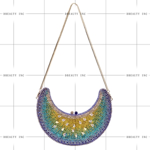 Women Elegant Moon Crystal Evening <b>Bag</b> Gorgeous Crescent Rhinestones Clutch Purse Novel Handbag for <b>Bride</b> Wedding - Product Image 5