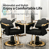 Chaise de barbier professionnelle de luxe, inclinable, hydraulique, en cuir PU, mobilier de salon avec éponge épaisse pour salon de beauté
