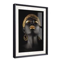 Donna nera con gioielli dorati Wall Art Canvas Poster e stampa modello africano Fashion Modern Painting on the Wall Picture Decor