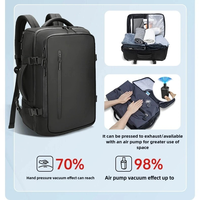 Sac à dos de voyage géométrique haut de gamme 36-59L grande capacité en polyester Oxford imperméable avec compartiment pour ordinateur et ceinture à coussin d'air sous vide
