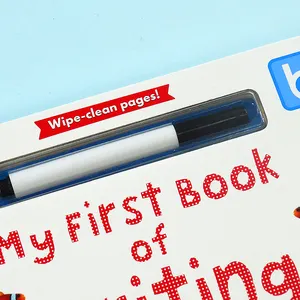 Hoge Kwaliteit Uitwisbare Veeg-Schoon Baby Educatief Board Boek Custom Printing Kinderen Onderwijs Boek Met Pen