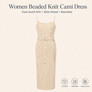 <span class=keywords><strong>Vestido</strong></span> Largo de Verano para Mujer, con Lentejuelas y Cuentas, Tirantes Finos, Cinturón en la Cintura, Tejido Metálico, Elegante, para la Noche, OEM ODM - Product Image 1