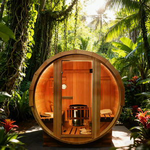 Sauna a Botte in Legno di Cedro Elettrica per Esterni, Kit per Bagno Turco a Legna per 2-4 Persone, Vendita all'Ingrosso - Product Image 1