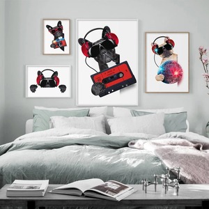 <strong>Personalized</strong> Cartoon Animal Wall Art Deco <strong>Dog</strong> Music Poster Print Canvas for Kids Room Living Room Pet Store Home Decoration - Product Image 1