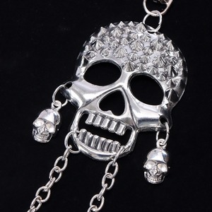 Cadena de cintura Yueli Punk Metal Skull de doble capa de aleación de zinc, estilo hip hop, informal, para pantalones. - Product Image 4