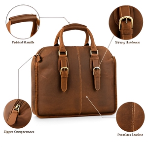 Luxury Real Leather <b>Small</b> Messenger <b>Bag</b> Sport Crossbody Shoulder Satchel <b>Laptop</b> Office Work Travel Unisex Business Business Gift - Product Image 2