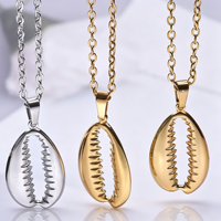 Pendentif Coquillage en Acier Inoxydable Senmei Plaqué Or Véritable 18 carats PVD Accessoires Marins Matériaux DIY Vente en Gros