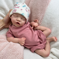 Poupée Bébé Nouveau-né Flexible de 45 cm, Corps Souple en Silicone Platine, Fille Reborn Réaliste Noire Endormie, Prend les Sucettes