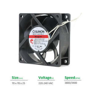 Sunon MA2072-HVL.GN 70x70x25มม. 220-240VAC 207/220mA 4.3/4.4W 3800/3900RPM 28/29CFM ตู้อินเวอร์เตอร์ไฟฟ้าแกนระบายความร้อน ODM - Product Image 2