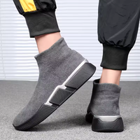 Chaussures décontractées pour hommes de haute qualité, légères, chaussures d'hiver à chaussettes, chaussures mi-hautes, chaudes, à enfiler, semelles souples, chaussures de course