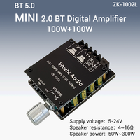 Module amplificateur de son WUZHI AUDIO ZK-1002L 100W x 2 MINI haute puissance 5.0 BT avec bouton de réglage du volume