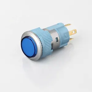 Interruptor de botão momentâneo de metal ou plástico com anel branco UL CE 16mm 3V