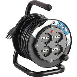 Italian 4 Sockets 16A 15m 25m Customized Length 3G1.5 Electric Extension Cable Cord Reel Drum