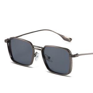 <span class=keywords><strong>Gafas</strong></span> de Sol Retro Estilo Hong Kong con Doble Barra, <span class=keywords><strong>Montura</strong></span> Cuadrada a Rayas, Protección UV, Modernas - Product Image 6