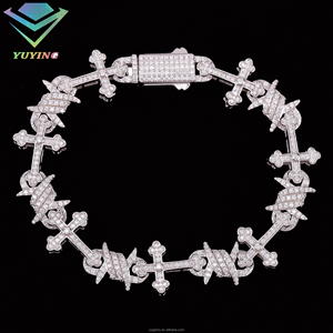 Fashion Cross Style 10mm <strong>Bracelet</strong> White <strong>Gold</strong> 925 Sterling Silver VVS Moissanite Diamond Iced Out <strong>Infinity</strong> Cross Link <strong>Bracelet</strong> - Product Image 4