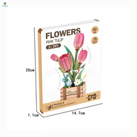 Modèle de construction de fleurs hollandaises en bois découpé au laser 3D, bricolage éducatif, âges 3+, unisexe, décoration intérieure, cadeau, kit de puzzle en bois de tulipe