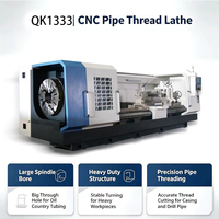 Tour à lit plat CNC haute précision QK1333 pour l'industrie pétrolière, système de commande GSK, broche creuse pour le filetage de tuyaux de forage