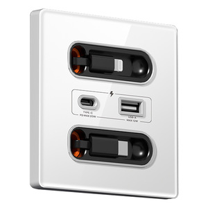 Prise murale en verre trempé de type 86 avec port USB, 1 prise AC, 1 USB-A, 1 USB-C, 220V pour maison, bureau, restaurant - Product Image 2