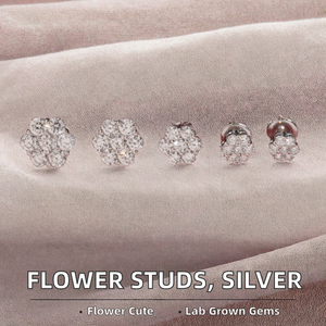 Pendientes de Flores de 6mm-10.5mm, Joyería de Lujo, Diamante Cultivado en Laboratorio, Corte Brillante, Certificado IGI, Chapado en Oro, Plata de Ley 925 - Product Image 2