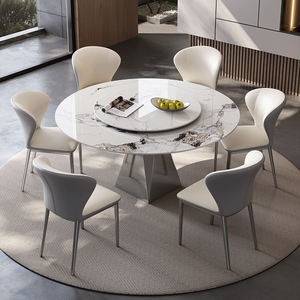 Ensemble <span class=keywords><strong>de</strong></span> <span class=keywords><strong>table</strong></span> à manger extensible ronde avec 4 chaises, <span class=keywords><strong>table</strong></span> à manger rotative <span class=keywords><strong>en</strong></span> marbre, <span class=keywords><strong>6</strong></span> pièces, <span class=keywords><strong>table</strong></span> à manger <span class=keywords><strong>en</strong></span> pierre frittée chinoise, plateau tournant - Product Image 6