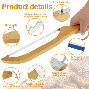 Cuchillo para cortar pan SYH562 al por mayor con mango de madera, rebanador dentado para bagels caseros, herramienta de panadería y repostería - Product Image 2