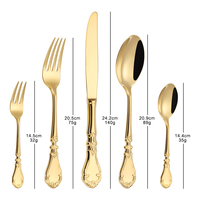 Ensemble de couverts en acier inoxydable 304 de haute qualité, couteau, fourchette, cuillère dorés, compatibles lave-vaisselle, pour restaurant, mariage