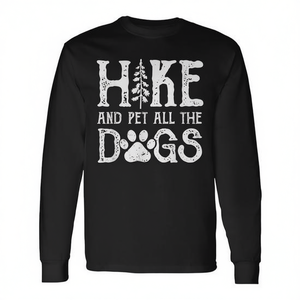 Retro Outdoor Lover Hiking Pine Tree Long Sleeve <b>T</b>-<b>Shirt</b> All <b>Dogs</b> Pet and Hike Promotional <b>T</b>-<b>Shirts</b> - Product Image 2
