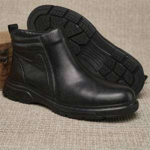 Botas Chelsea de Piel Genuina para Hombre, Punta Redonda, Tacón Plano, Forro de Piel, Suela de Goma, Aislantes, Cálidas para Invierno, Casuales - Product Image 3