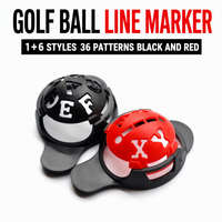 Kit d'outils de marquage de lignes pour balles de golf avec 36 motifs et stylo pour l'alignement du putting - Rouge/Noir, Pack 1+6, Accessoires de golf