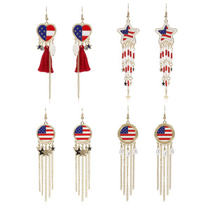 Pendientes con diseño <span class=keywords><strong>de</strong></span> bandera estadounidense, estrella <span class=keywords><strong>de</strong></span> cinco puntas, rojo, blanco y azul, para el Día <span class=keywords><strong>de</strong></span> la Independencia - Product Image 1