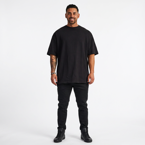 Custom Blank <b>Polyester</b>/Cotton Breathable Washed Oversized DDP <b>Tshirt</b> Custom Logo Unisex Streetwear Heavyweight T-Shirt - Product Image 1